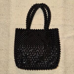 Black Beaded Tote Bag - Women's Handbag